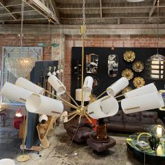 Italian Atomic Chandelier in Brass with Milk Glass Cylinders 1950s - 1279332