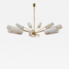 Italian Atomic Chandelier in Brass with Milk Glass Cylinders 1950s - 1280080