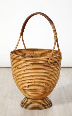 Italian Bamboo Basket with Handle Italy circa 1950 - 3534185