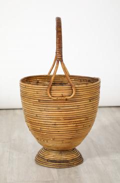 Italian Bamboo Basket with Handle Italy circa 1950 - 3534193