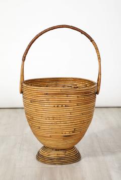 Italian Bamboo Basket with Handle Italy circa 1950 - 3534194