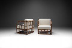 Italian Bamboo Lounge Chairs with Geometric Frames Italy 1970s - 2968907
