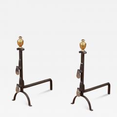 Italian Baroque Brass and Iron Shell Andirons - 4344155