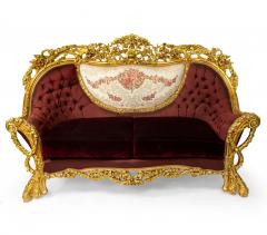 Italian Baroque Burgundy Tufted Settee - 1404667