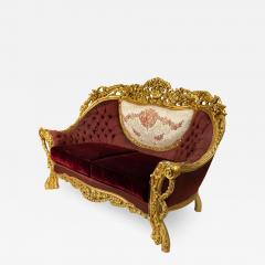 Italian Baroque Burgundy Tufted Settee - 1492827