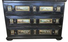 Italian Baroque Ebonized and Eglomise Bureau Cabinet - 3786985