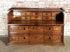 Italian Baroque Inlaid Early 18th Century Walnut and Fruit Wood Desk Commode - 1300452