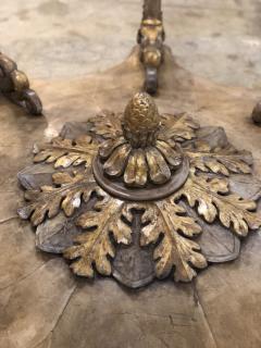 Italian Baroque Painted Carved Wood Round Table circa 1700 with Glass Top - 916215
