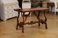 Italian Baroque Style 20th Century Walnut Fratino Table with Lyre Shaped Base - 3544444