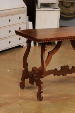 Italian Baroque Style 20th Century Walnut Fratino Table with Lyre Shaped Base - 3544446