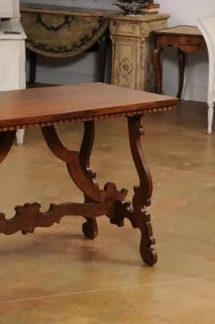 Italian Baroque Style 20th Century Walnut Fratino Table with Lyre Shaped Base - 3544447