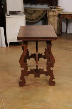 Italian Baroque Style 20th Century Walnut Fratino Table with Lyre Shaped Base - 3544452