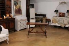 Italian Baroque Style 20th Century Walnut Fratino Table with Lyre Shaped Base - 3544474