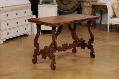 Italian Baroque Style 20th Century Walnut Fratino Table with Lyre Shaped Base - 3544475