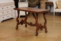 Italian Baroque Style 20th Century Walnut Fratino Table with Lyre Shaped Base - 3544485