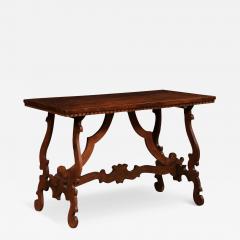 Italian Baroque Style 20th Century Walnut Fratino Table with Lyre Shaped Base - 3546796