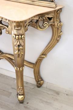 Italian Baroque Style Carved and Gilded Wood Console Table with Mirror - 2614777