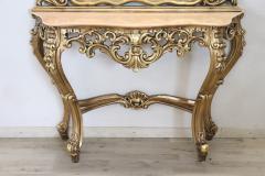 Italian Baroque Style Carved and Gilded Wood Console Table with Mirror - 2614779