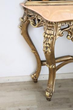 Italian Baroque Style Carved and Gilded Wood Console Table with Mirror - 2614783