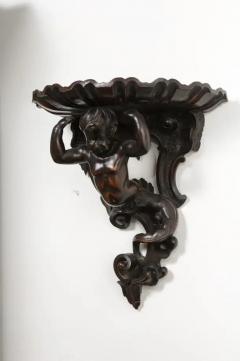 Italian Baroque Style Late 19th Century Fruitwood Wall Bracket with Carved Putto - 3432962