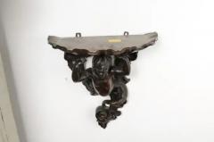 Italian Baroque Style Late 19th Century Fruitwood Wall Bracket with Carved Putto - 3432976