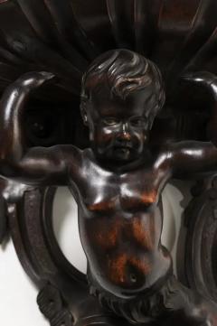Italian Baroque Style Late 19th Century Fruitwood Wall Bracket with Carved Putto - 3432995
