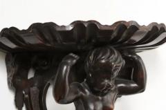 Italian Baroque Style Late 19th Century Fruitwood Wall Bracket with Carved Putto - 3433128