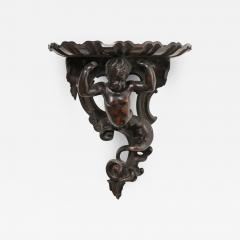 Italian Baroque Style Late 19th Century Fruitwood Wall Bracket with Carved Putto - 3435306