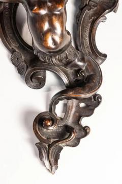 Italian Baroque Style Late 19th Century Fruitwood Wall Bracket with Carved Putto - 3722302