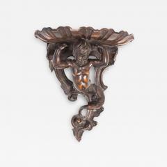 Italian Baroque Style Late 19th Century Fruitwood Wall Bracket with Carved Putto - 3728319
