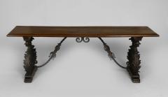 Italian Baroque Style Walnut and Wrought Iron Bench - 3355575