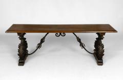 Italian Baroque Style Walnut and Wrought Iron Bench - 3355577