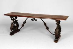 Italian Baroque Style Walnut and Wrought Iron Bench - 3355578