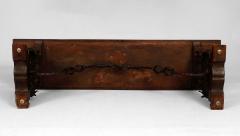 Italian Baroque Style Walnut and Wrought Iron Bench - 3355580