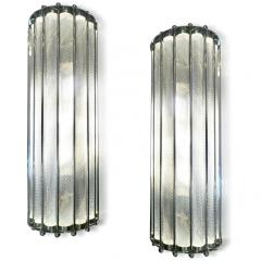 Italian Bespoke Art Deco Design Crystal Murano Glass Half Moon Nickel Wall Light - 1958664