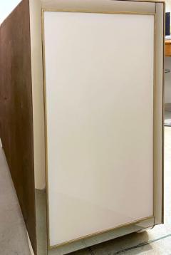Italian Bespoke Modern Ivory Cabinets with Blue Gold Brass New York City Outline - 4131923