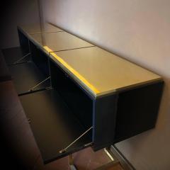 Italian Black Lacquered Wood and Brass Console with Three Drawers - 1684435