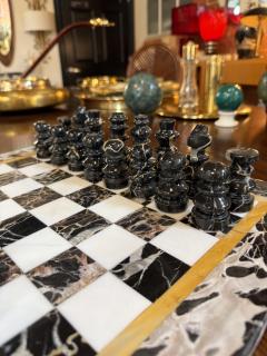Italian Black and White Marble Chess Set 1970s - 4515838