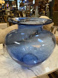 Italian Blue Art Glass Vase 1970s - 4315804