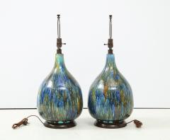 Italian Blue Brown Drip Glaze Lamps - 1690457