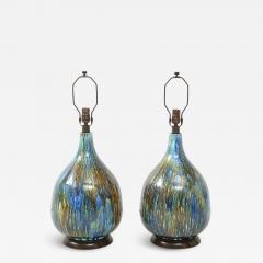 Italian Blue Brown Drip Glaze Lamps - 1693452