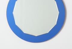 Italian Blue Glass Circular Mirror 1950s - 2643653