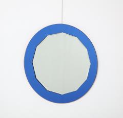 Italian Blue Glass Circular Mirror 1950s - 2643655