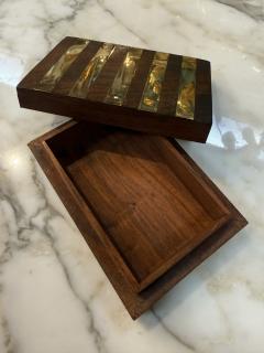 Italian Brass Banded Wood Box 1970s - 4514168