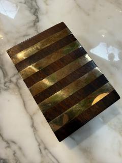 Italian Brass Banded Wood Box 1970s - 4514170