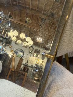 Italian Brass Framed Organic Mirror with Aged Glass 1950s - 4466846