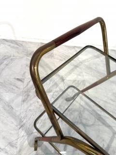 Italian Brass Glass Bar Cart with Bottle Holder - 4308688