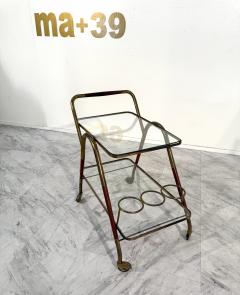 Italian Brass Glass Bar Cart with Bottle Holder - 4308689