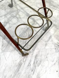 Italian Brass Glass Bar Cart with Bottle Holder - 4308692