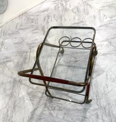 Italian Brass Glass Bar Cart with Bottle Holder - 4308693